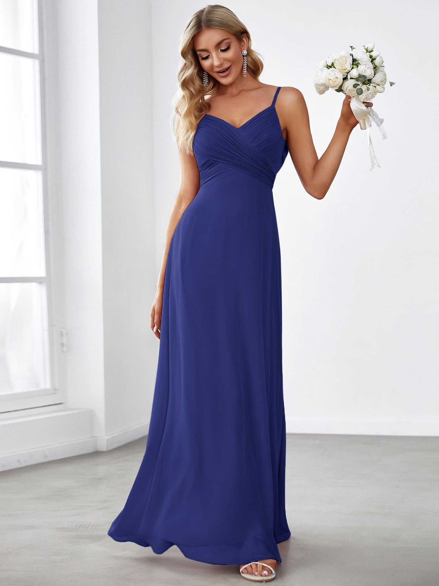 NOVA|Sweetheart Draped Back Maxi Bridesmaid Dress