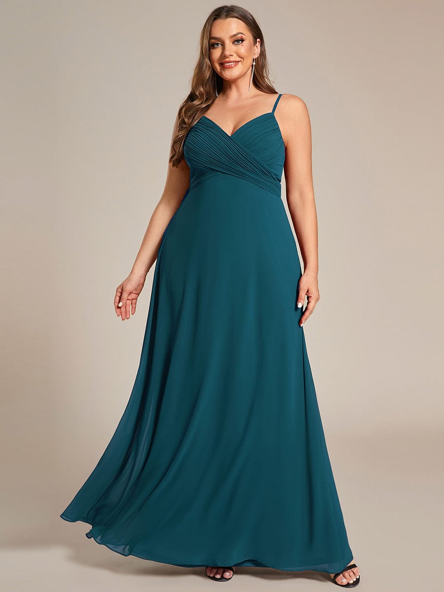 pretty NOVA|Plus Size Draped Back Criss-Cross Chiffon A-Line Bridesmaid Dress