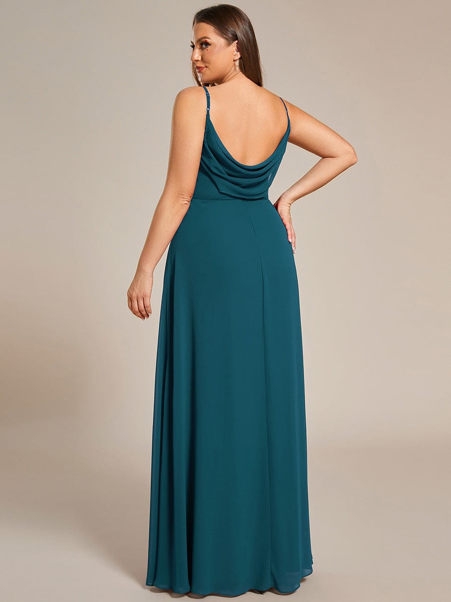 pretty NOVA|Plus Size Draped Back Criss-Cross Chiffon A-Line Bridesmaid Dress