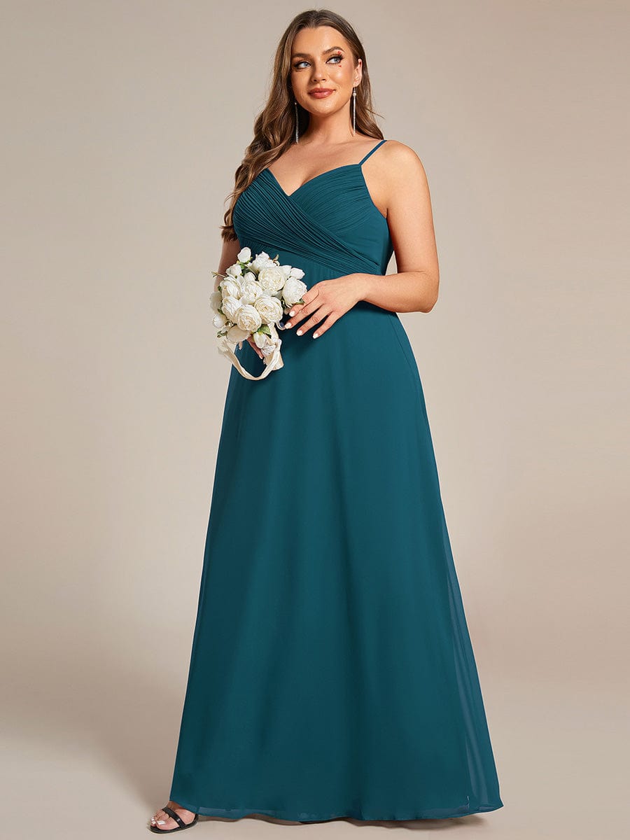 pretty NOVA|Plus Size Draped Back Criss-Cross Chiffon A-Line Bridesmaid Dress