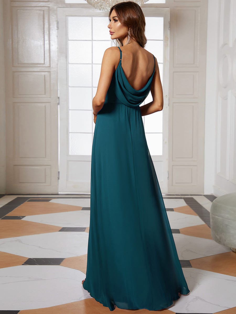 NOVA|Criss-Cross V-Neck Chiffon Backless A-Line Bridesmaid Dress