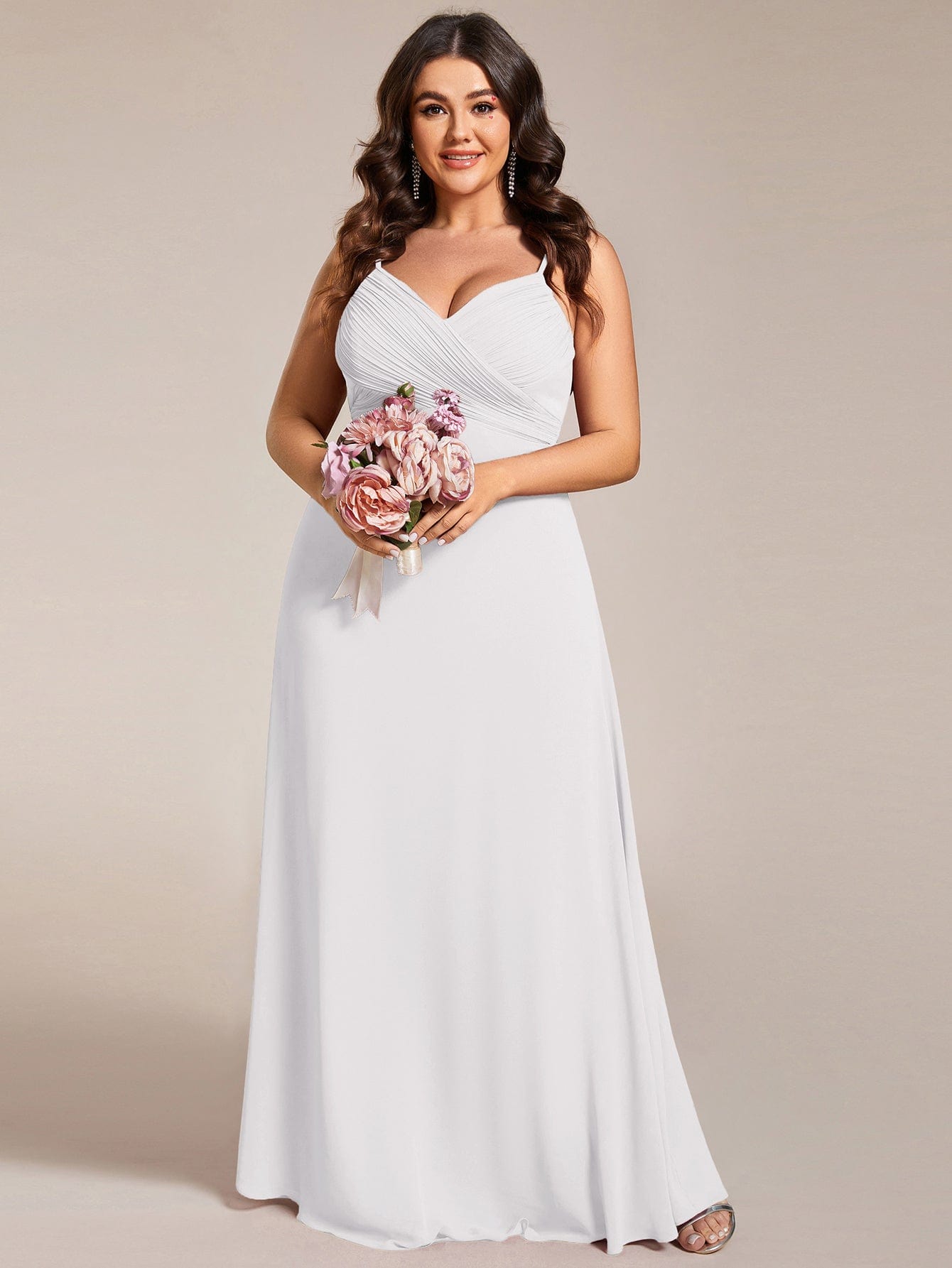 pretty NOVA|Plus Size Draped Back Criss-Cross Chiffon A-Line Bridesmaid Dress