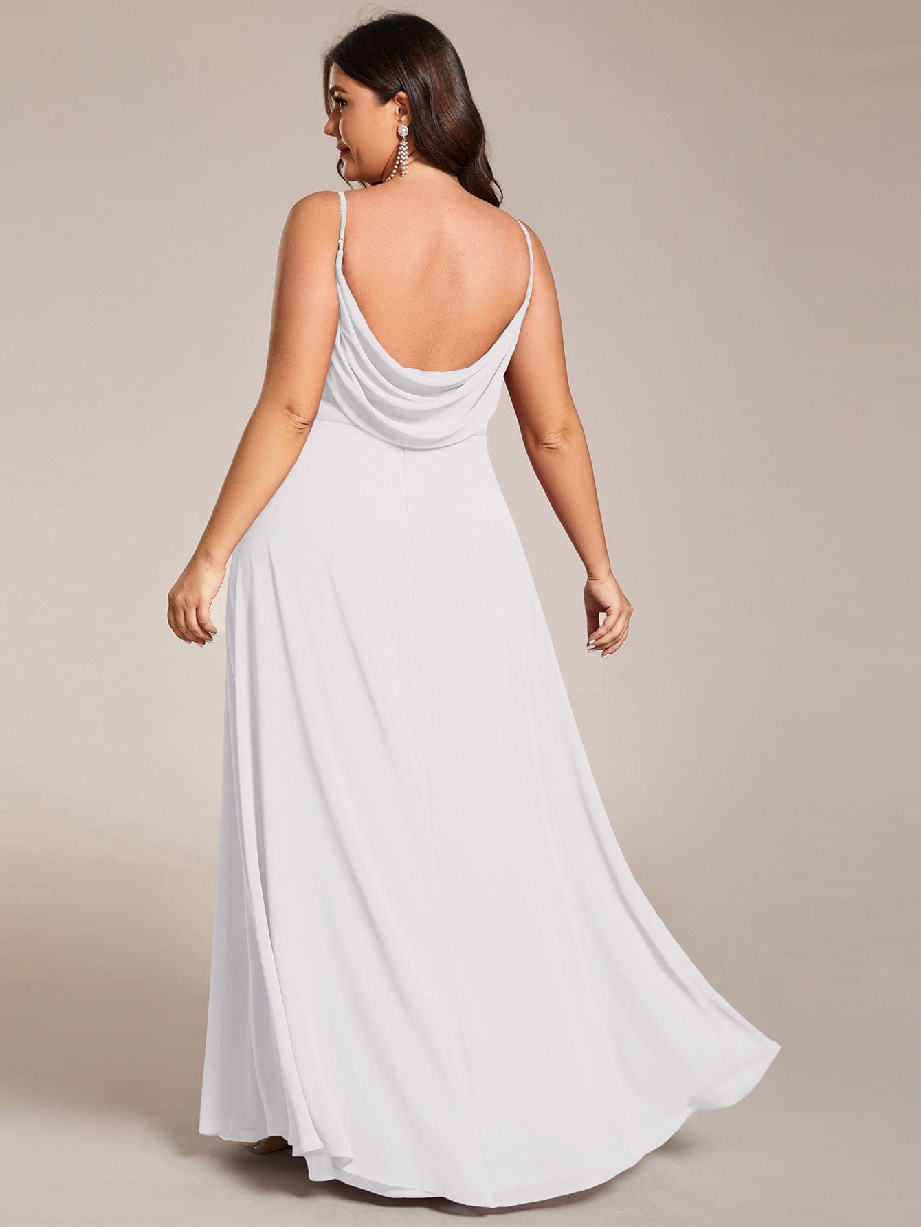 pretty NOVA|Plus Size Draped Back Criss-Cross Chiffon A-Line Bridesmaid Dress