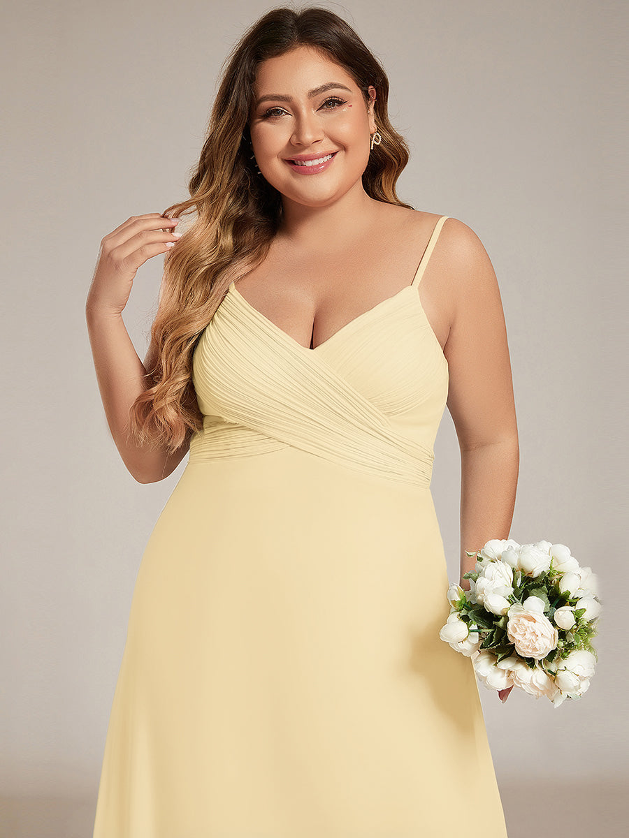 pretty NOVA|Plus Size Draped Back Criss-Cross Chiffon A-Line Bridesmaid Dress