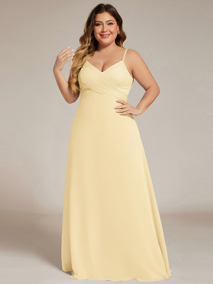 pretty NOVA|Plus Size Draped Back Criss-Cross Chiffon A-Line Bridesmaid Dress