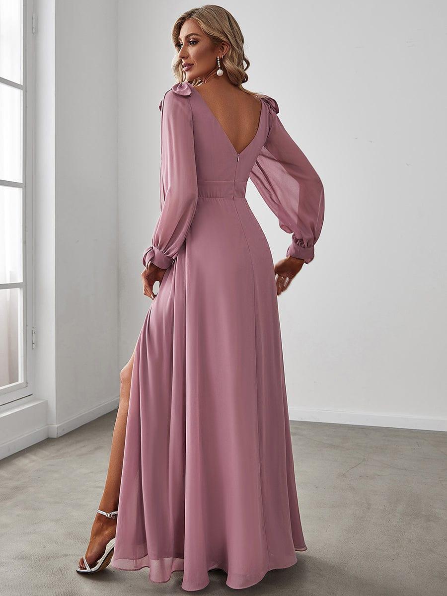 IVORY|Open Lantern Sleeve A-Line Bridesmaid Dress