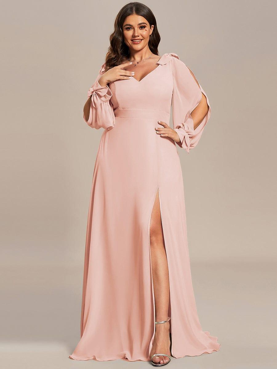 IVORY|Open Lantern Sleeve A-Line Bridesmaid Dress