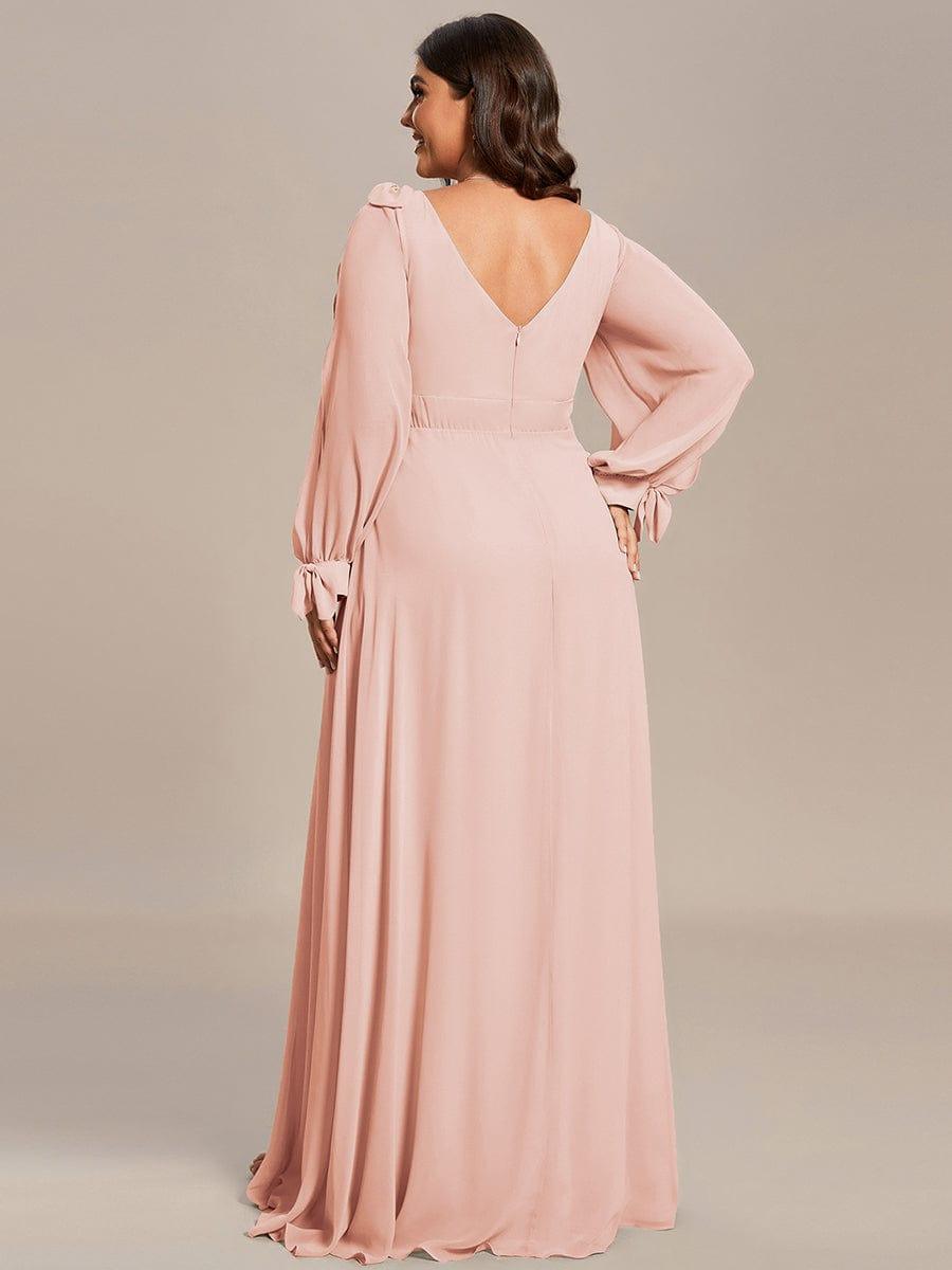 pretty IVORY|Plus Size Open Lantern Sleeve A-Line Bridesmaid Dress