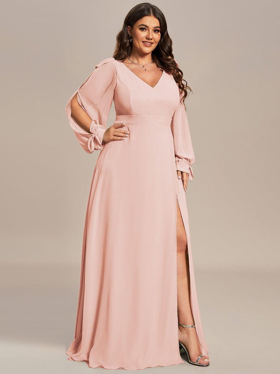 pretty IVORY|Plus Size Open Lantern Sleeve A-Line Bridesmaid Dress