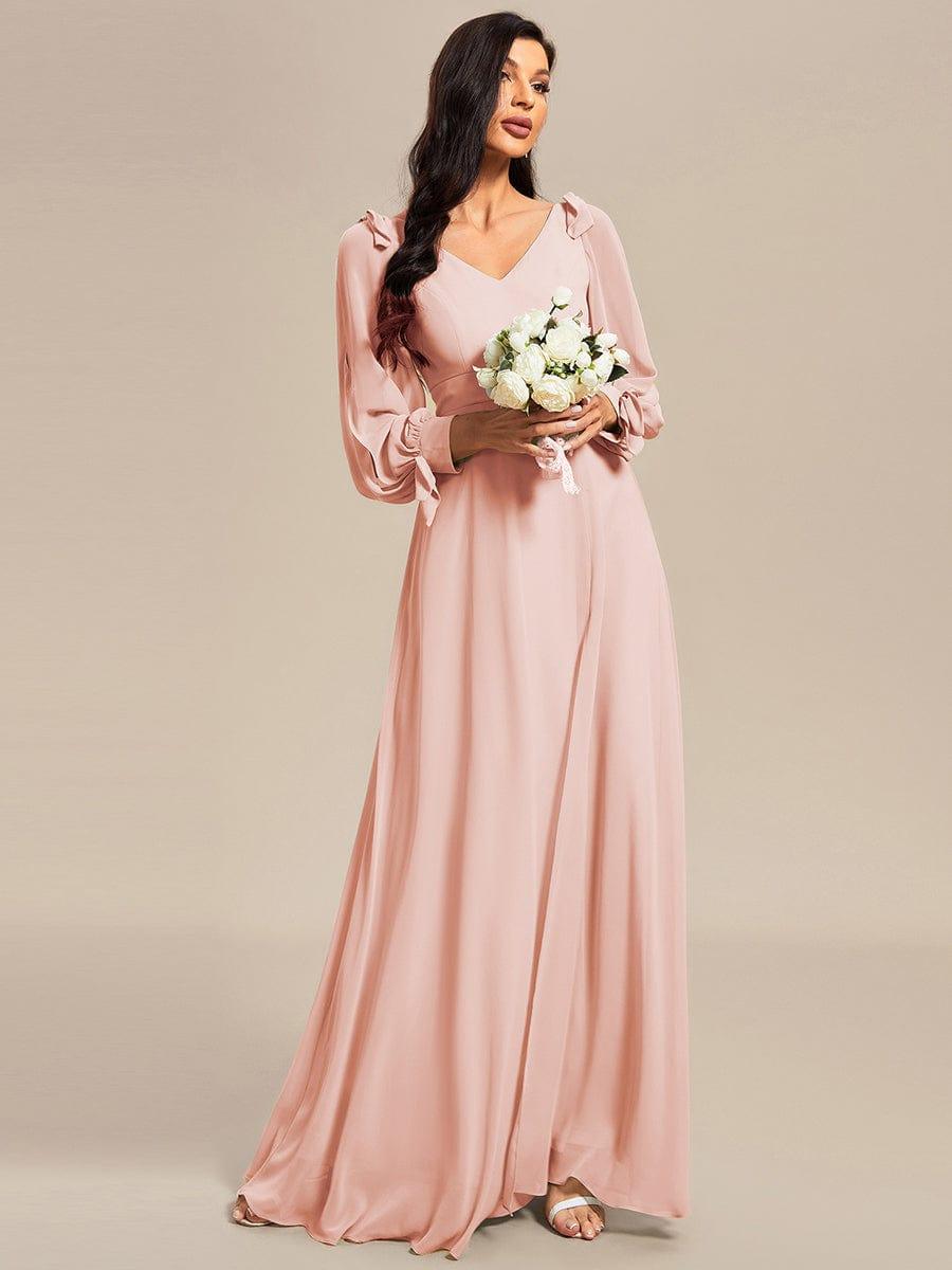 IVORY|Open Lantern Sleeve A-Line Bridesmaid Dress