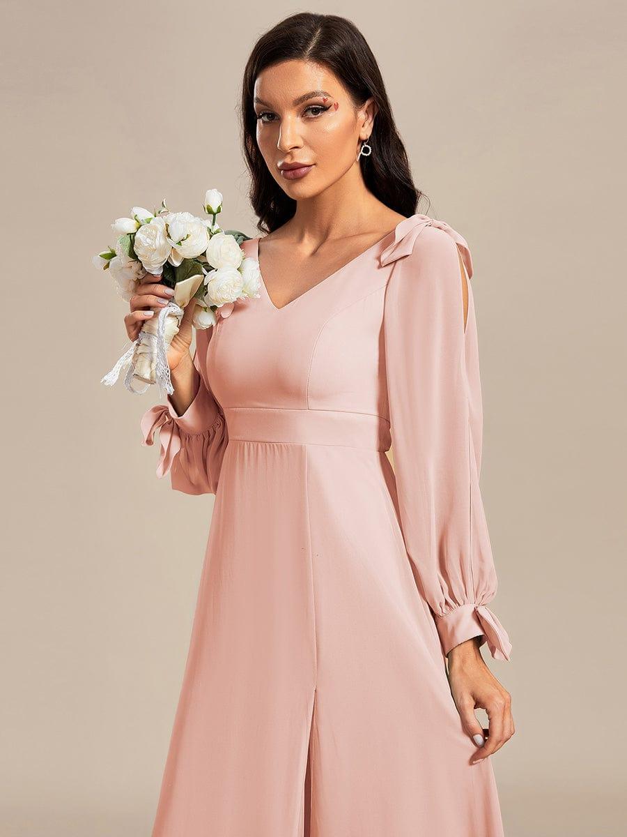 IVORY|Open Lantern Sleeve A-Line Bridesmaid Dress
