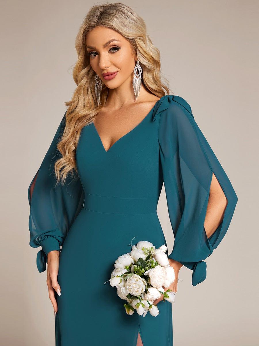 IVORY|Open Lantern Sleeve A-Line Bridesmaid Dress