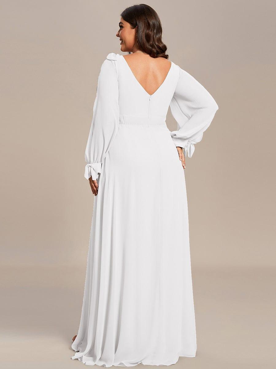 pretty IVORY|Plus Size Open Lantern Sleeve A-Line Bridesmaid Dress