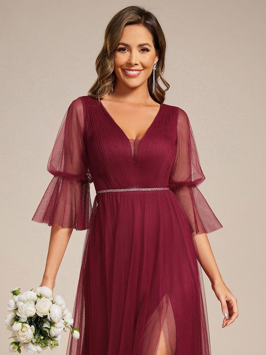 HEIDY|Lantern 3/4 Sleeve Split Maxi Bridesmaid Dresses