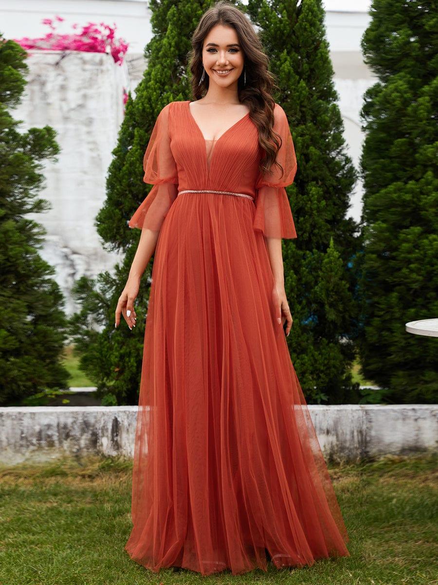 HEIDY|Lantern 3/4 Sleeve Split Maxi Bridesmaid Dresses