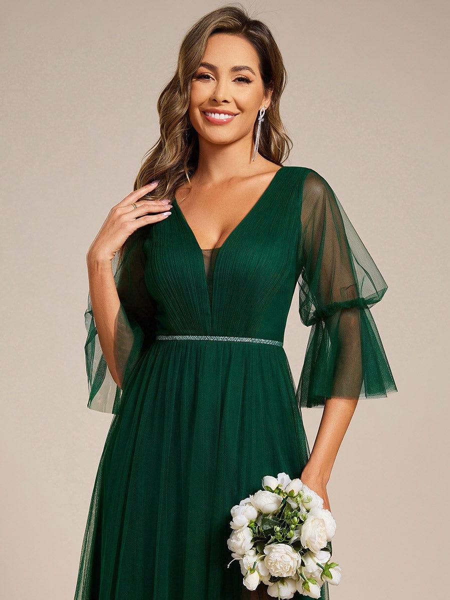 HEIDY|Lantern 3/4 Sleeve Split Maxi Bridesmaid Dresses