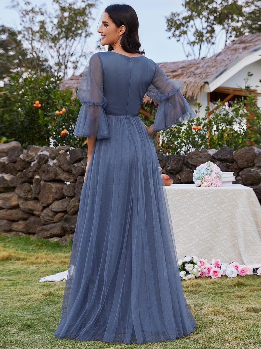 HEIDY|Lantern 3/4 Sleeve Split Maxi Bridesmaid Dresses