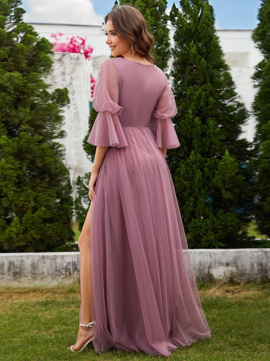 HEIDY|Lantern 3/4 Sleeve Split Maxi Bridesmaid Dresses