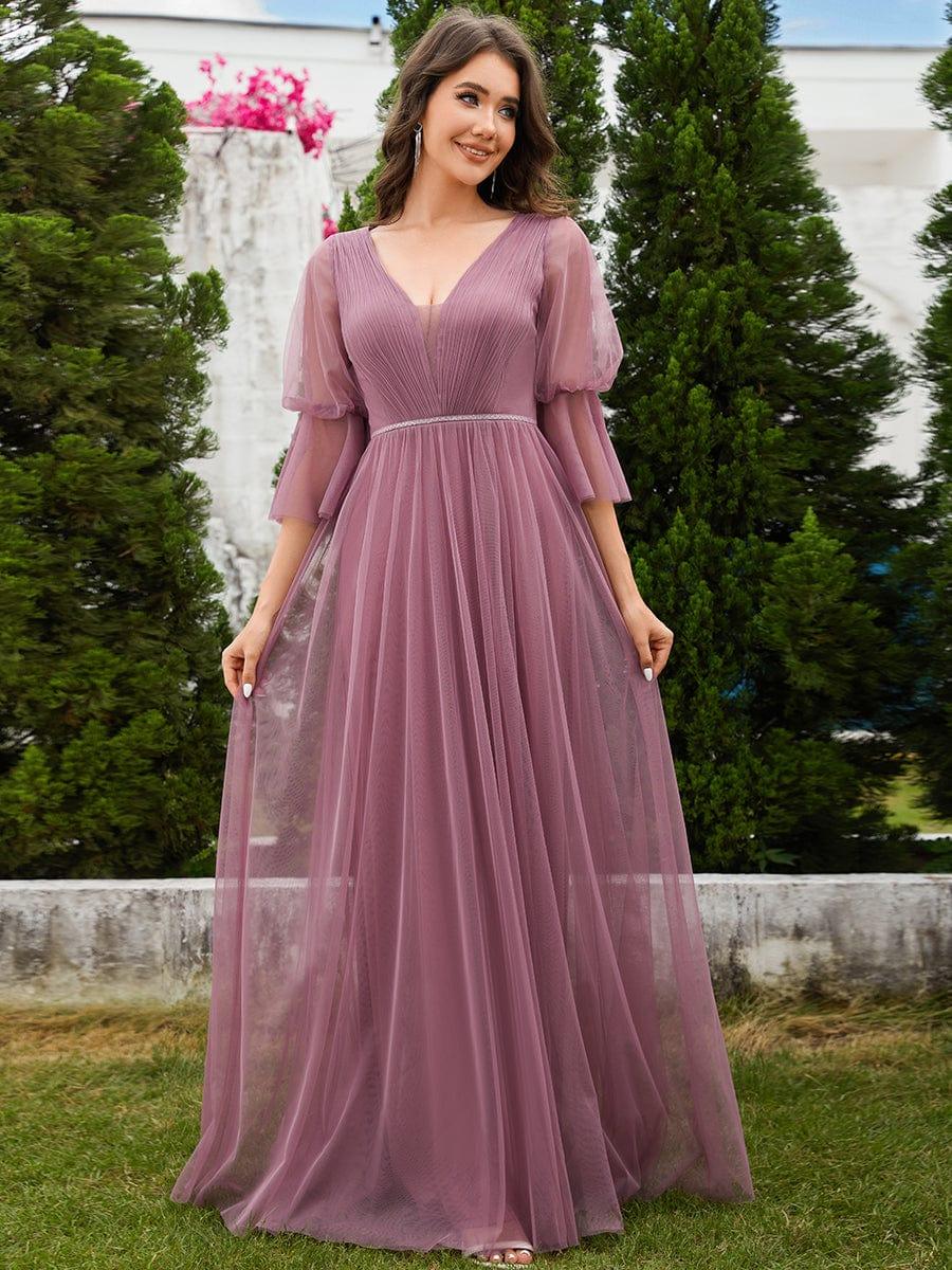 HEIDY|Lantern 3/4 Sleeve Split Maxi Bridesmaid Dresses
