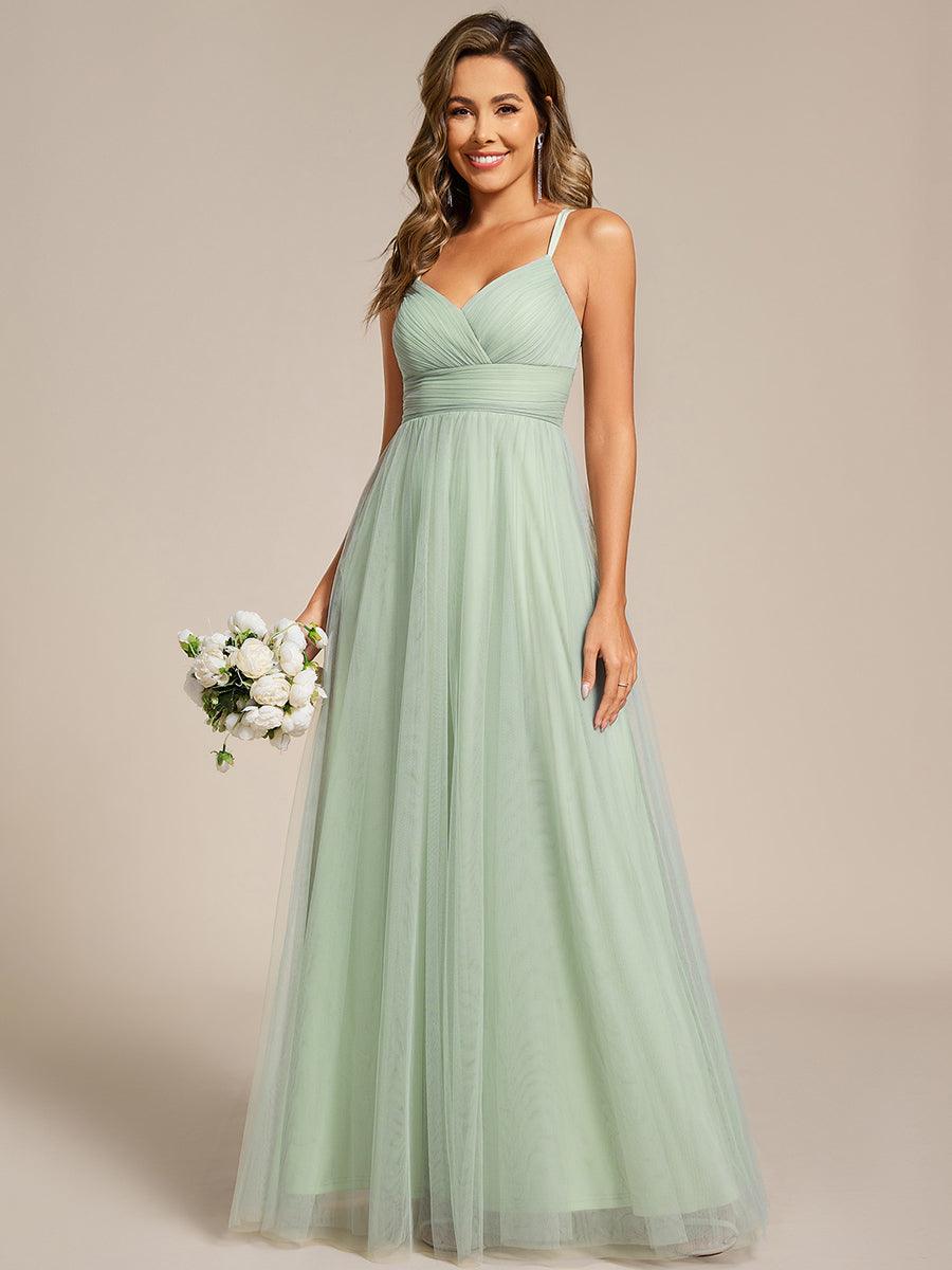 JAYCEE|Chic Lace Sheer Back and Cross Straps V-Neck Sleeveless Bridesmaid Dress
