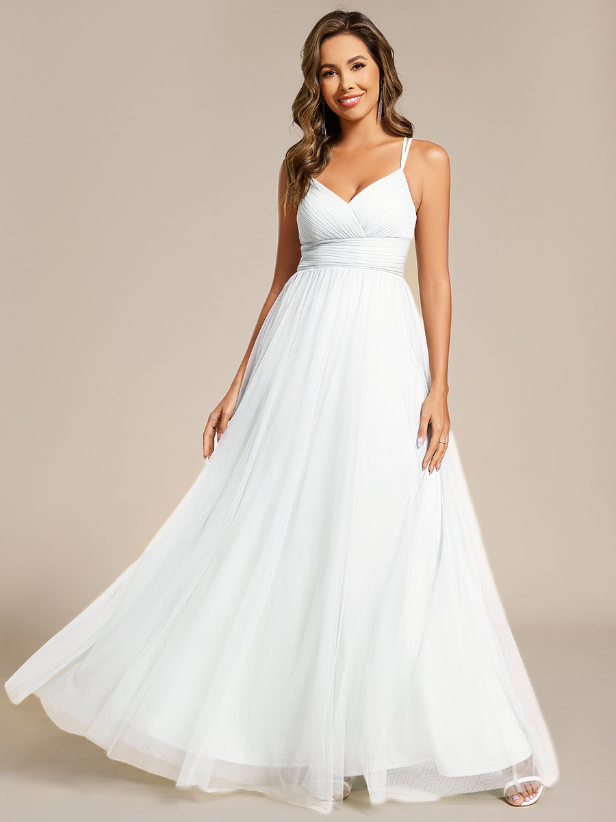 JAYCEE|Chic Lace Sheer Back and Cross Straps V-Neck Sleeveless Bridesmaid Dress