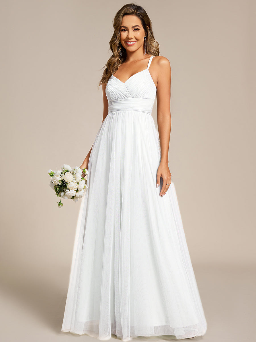 JAYCEE|Chic Lace Sheer Back and Cross Straps V-Neck Sleeveless Bridesmaid Dress