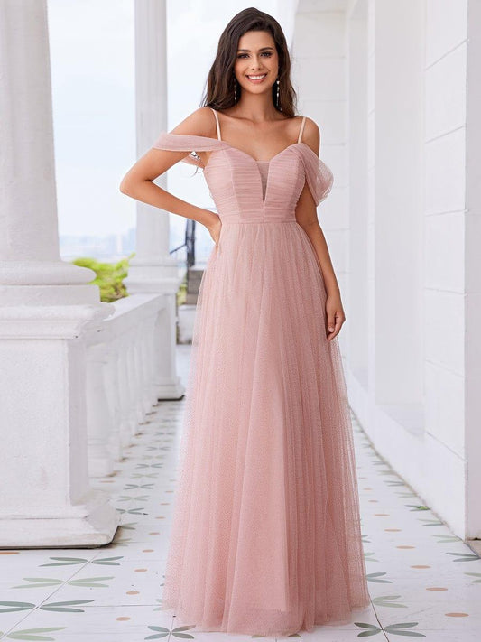 RYLIE|Spaghetti Strap Backless Sweetheart A-Line Tulle Bridesmaid Dress