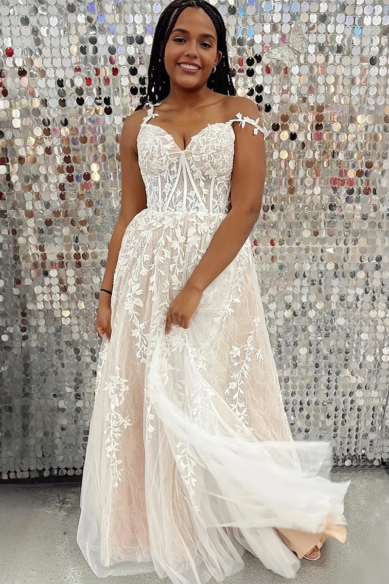 Mariana |A-line Sweetheart Lace Tulle Prom Dress with Slit