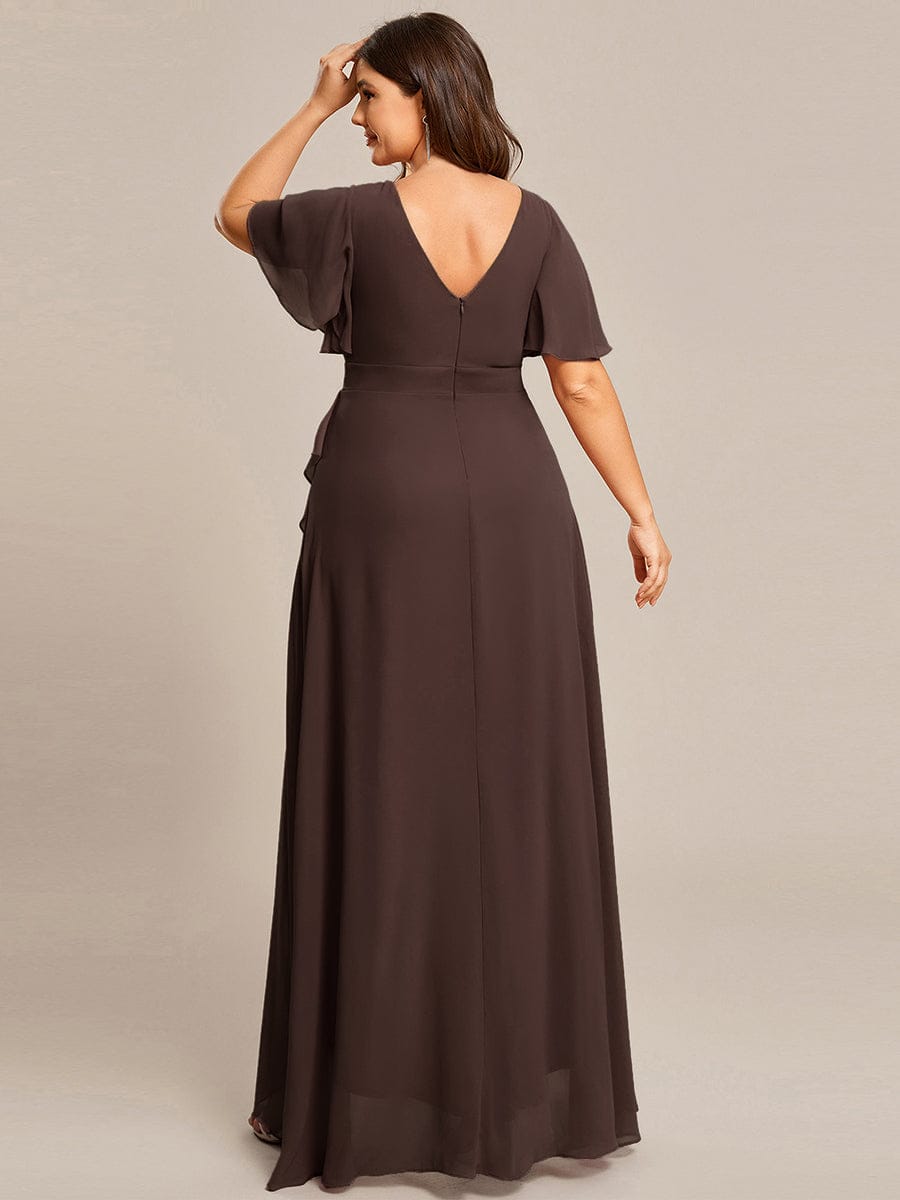 pretty OREE|Plus Size Elegant Lotus Sleeves Chiffon Bridesmaid Dress