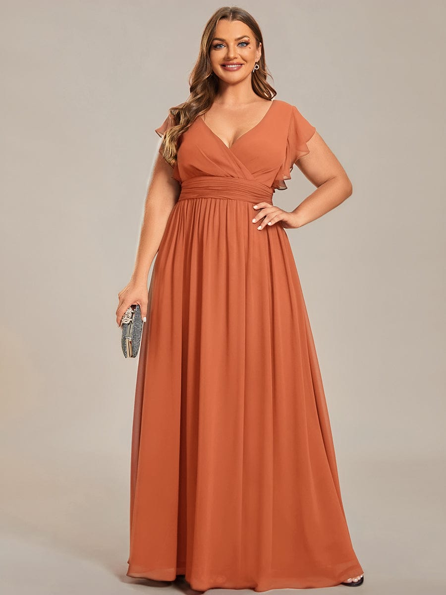 pretty LILYANA|Plus Size Chiffon Pleated A-Line Back Cutout Bridesmaid Dress