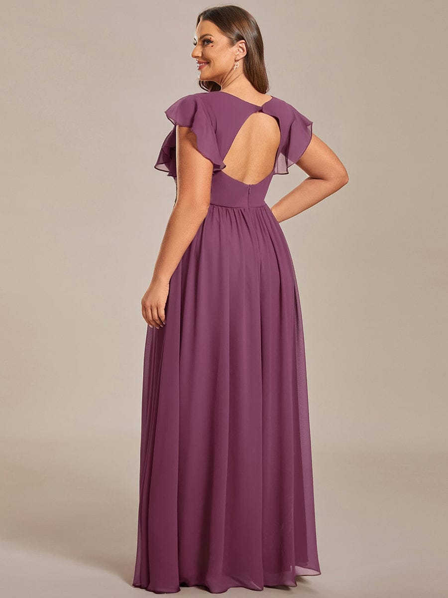 pretty LILYANA|Plus Size Chiffon Pleated A-Line Back Cutout Bridesmaid Dress