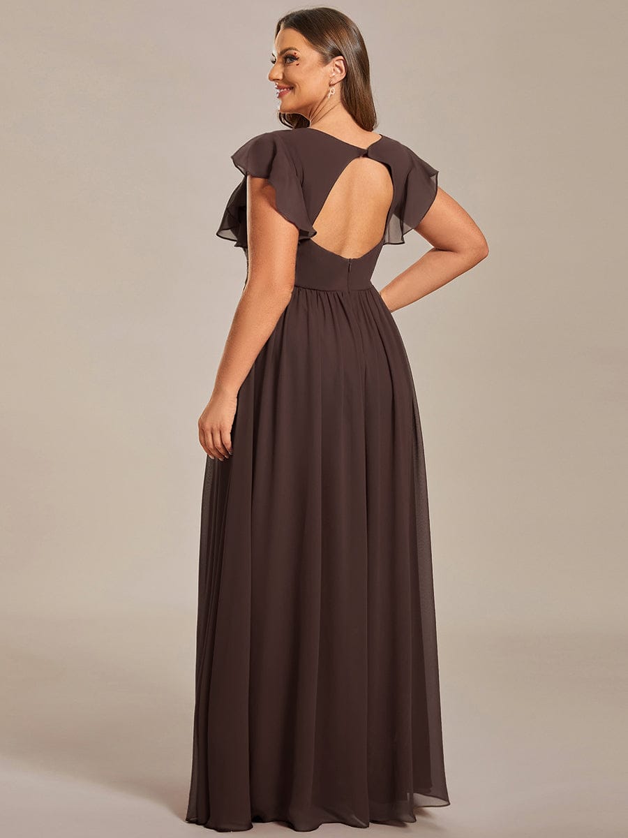 pretty LILYANA|Plus Size Chiffon Pleated A-Line Back Cutout Bridesmaid Dress