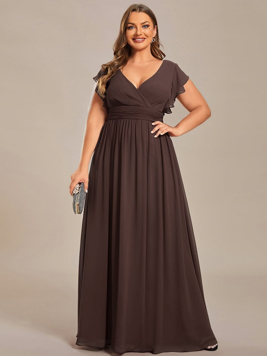 pretty LILYANA|Plus Size Chiffon Pleated A-Line Back Cutout Bridesmaid Dress