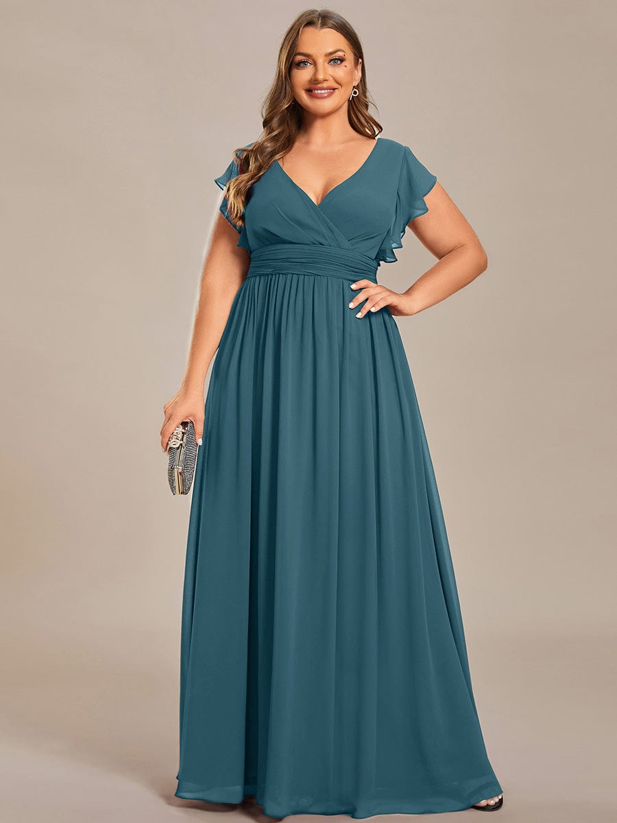 pretty LILYANA|Plus Size Chiffon Pleated A-Line Back Cutout Bridesmaid Dress