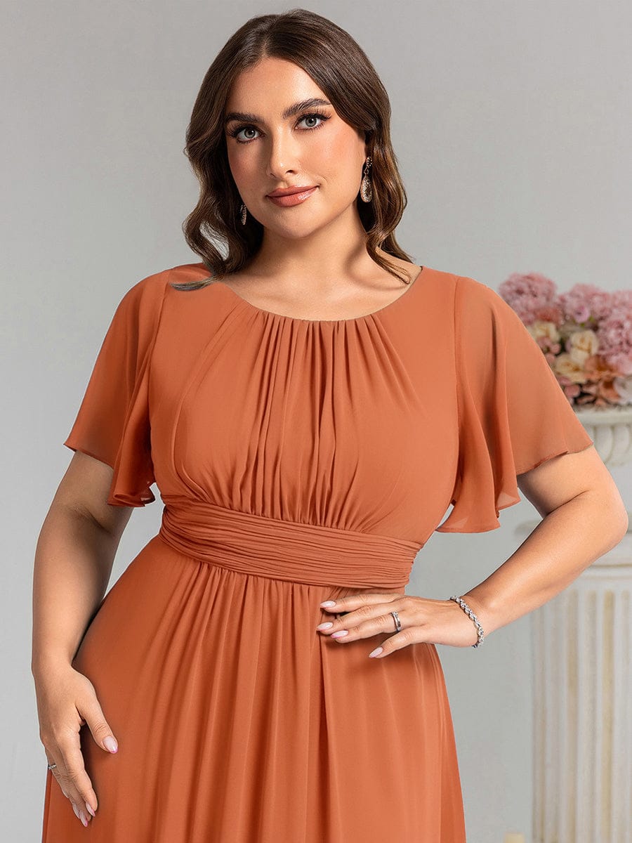 pretty KIMORA|Plus Size Simple Chiffon Pleated A-Line Bridesmaid Dress