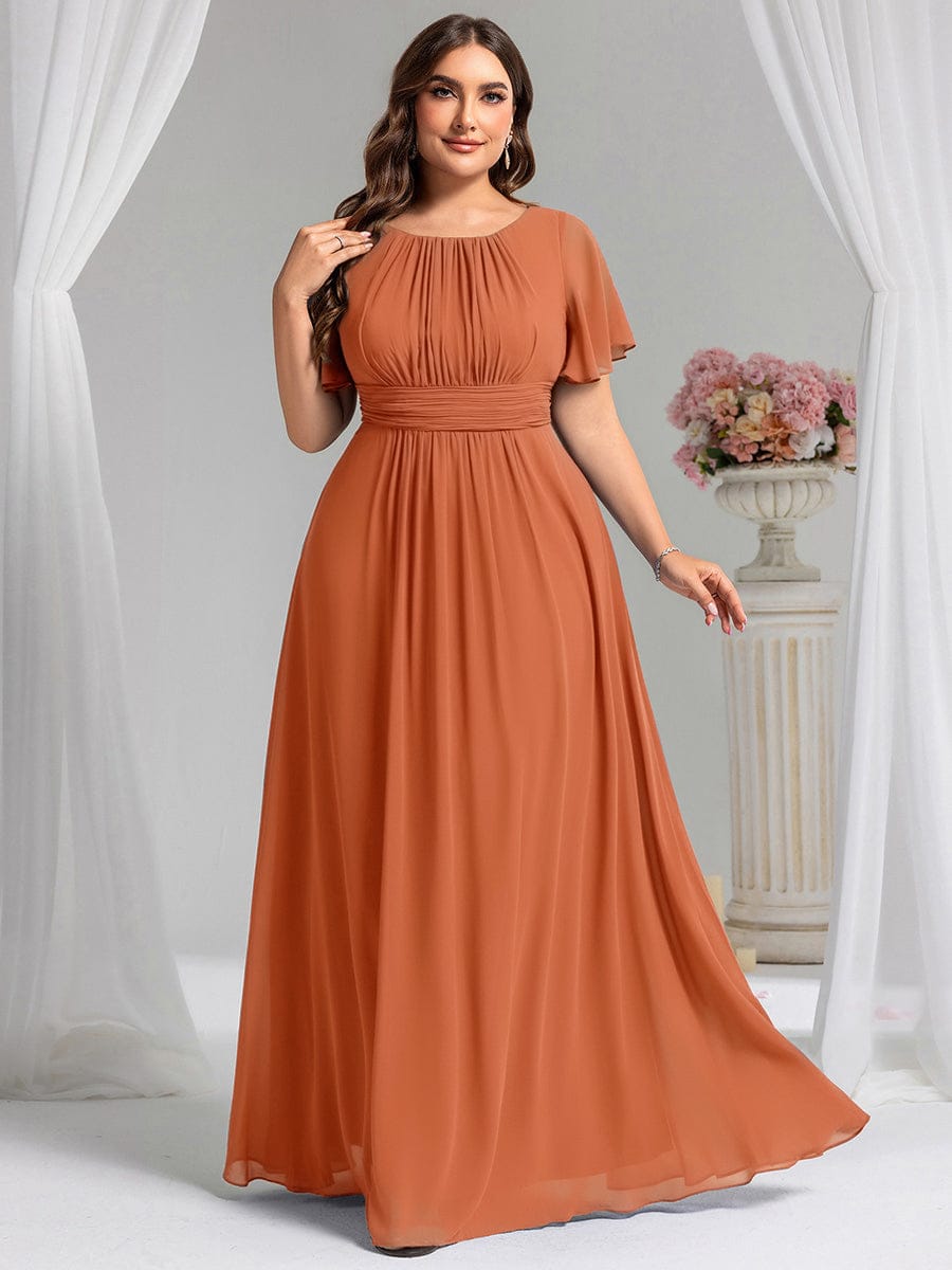 pretty KIMORA|Plus Size Simple Chiffon Pleated A-Line Bridesmaid Dress