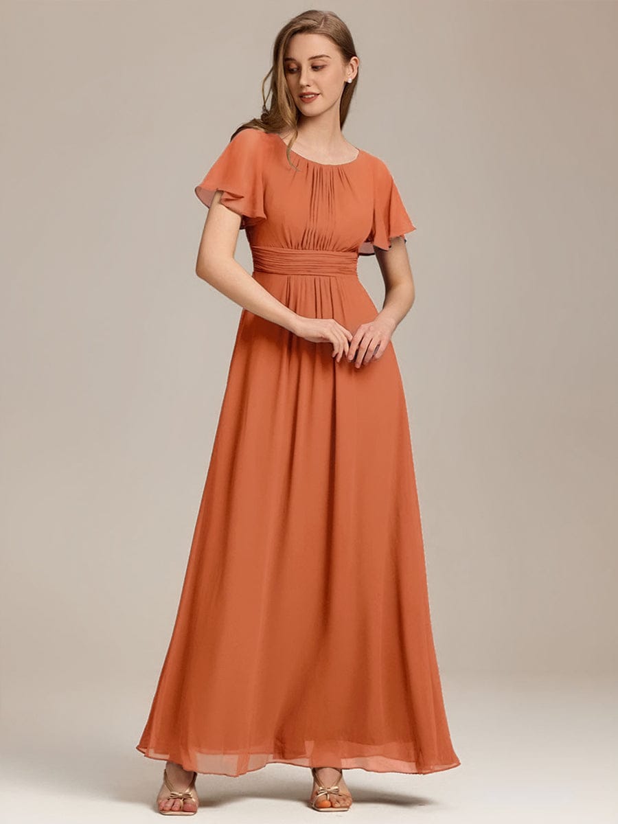 KIMORA|Simple Chiffon Pleated A-Line Bridesmaid Dress