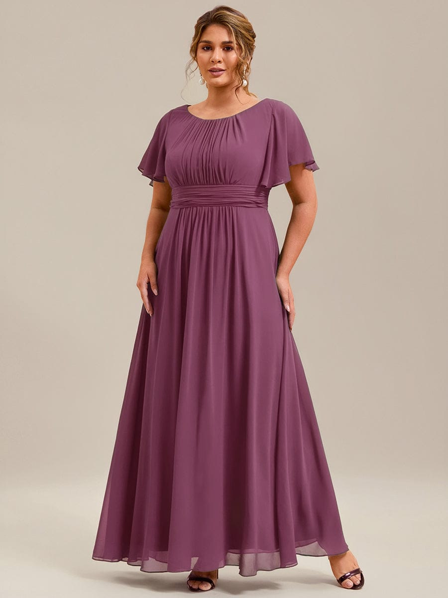 pretty KIMORA|Plus Size Simple Chiffon Pleated A-Line Bridesmaid Dress