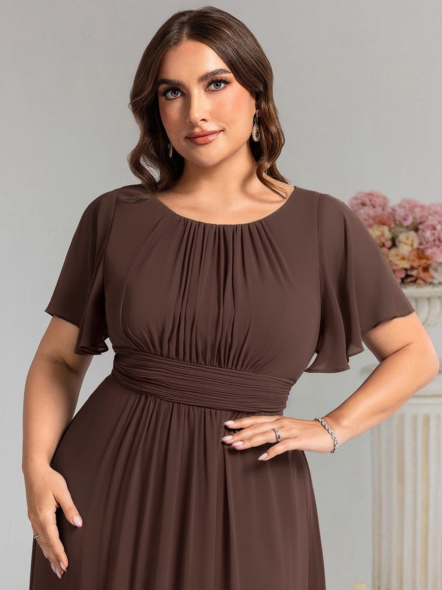 pretty KIMORA|Plus Size Simple Chiffon Pleated A-Line Bridesmaid Dress