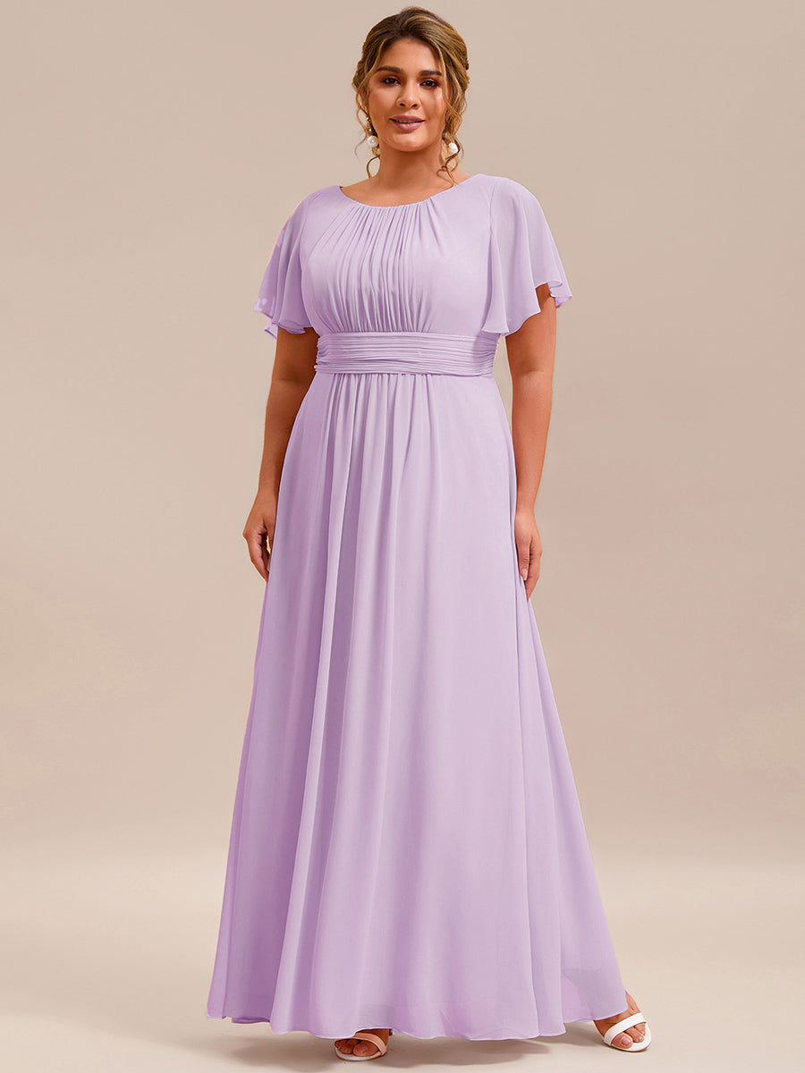 pretty KIMORA|Plus Size Simple Chiffon Pleated A-Line Bridesmaid Dress