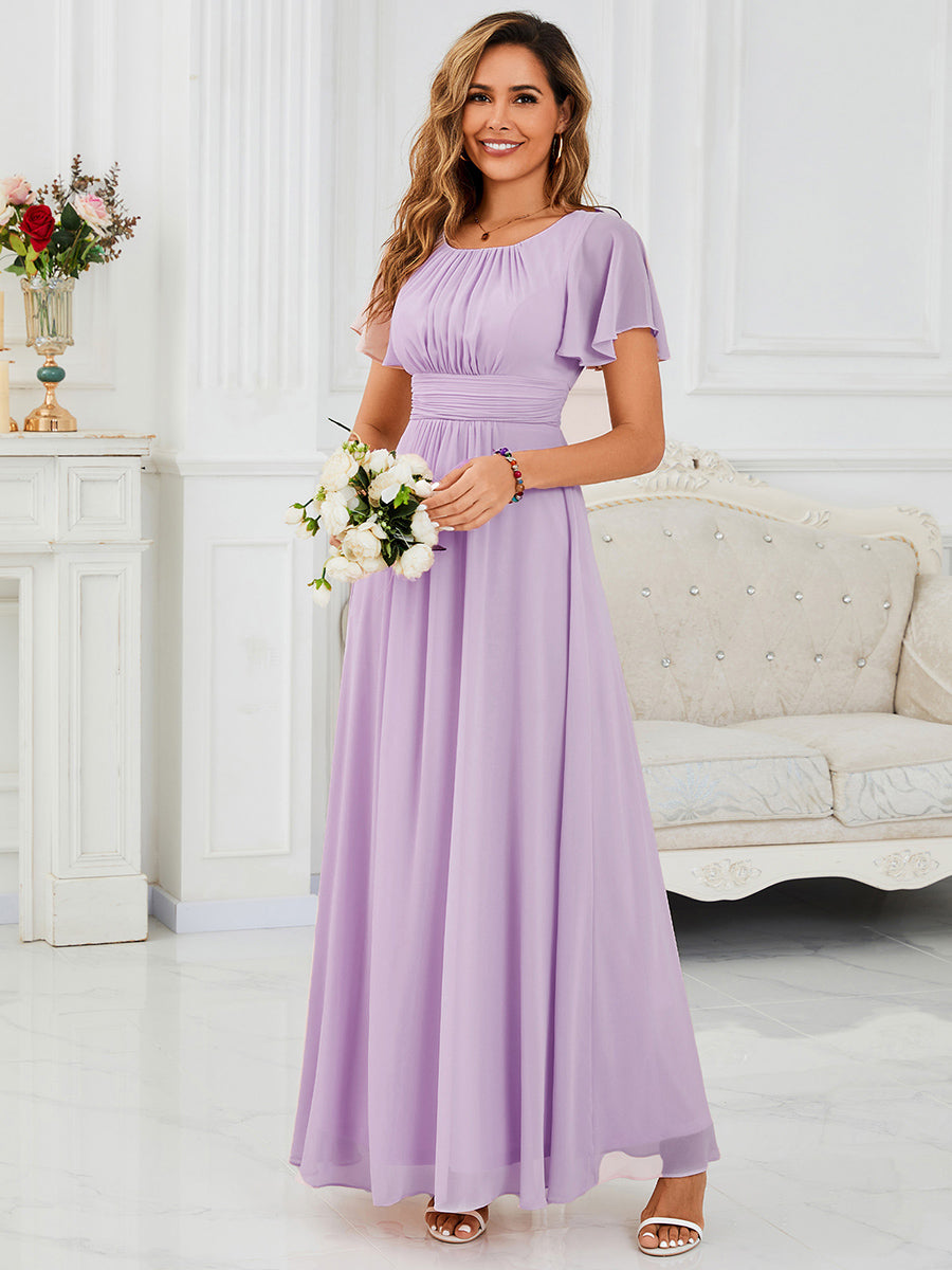 KIMORA|Simple Chiffon Pleated A-Line Bridesmaid Dress