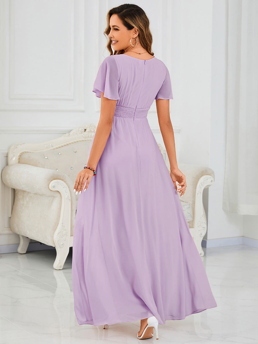 KIMORA|Simple Chiffon Pleated A-Line Bridesmaid Dress