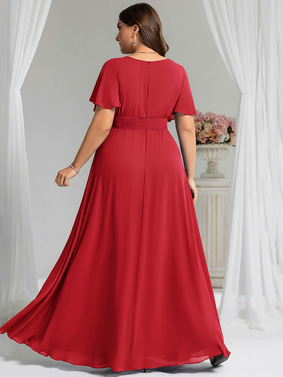 pretty KIMORA|Plus Size Simple Chiffon Pleated A-Line Bridesmaid Dress