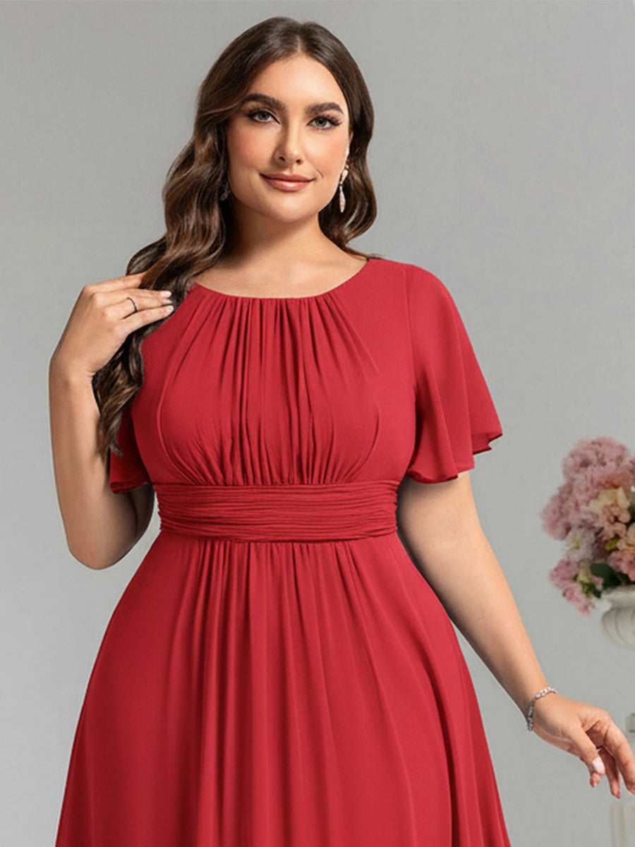 pretty KIMORA|Plus Size Simple Chiffon Pleated A-Line Bridesmaid Dress