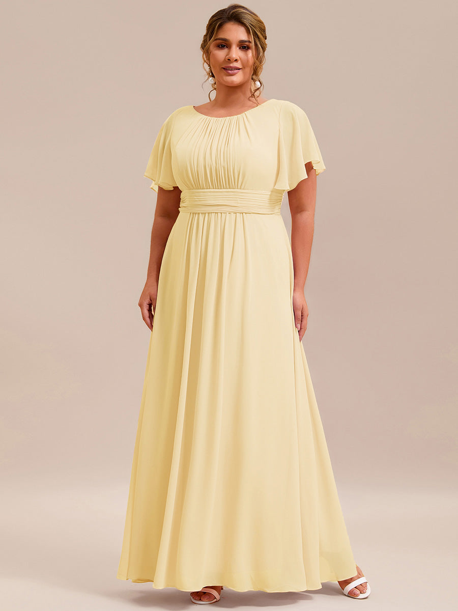 KIMORA|Simple Chiffon Pleated A-Line Bridesmaid Dress