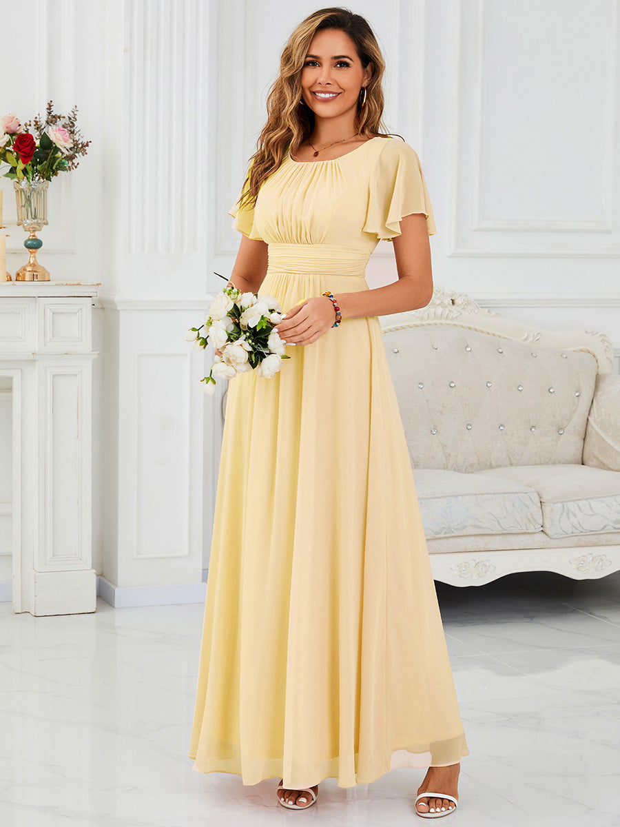 KIMORA|Simple Chiffon Pleated A-Line Bridesmaid Dress
