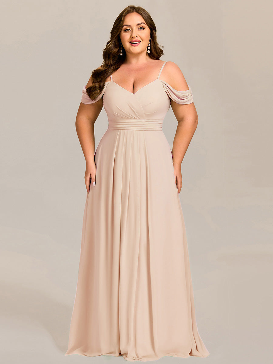 LIANNE|Spaghetti Strap V-Neck Pleated A-Line Bridesmaid Dress