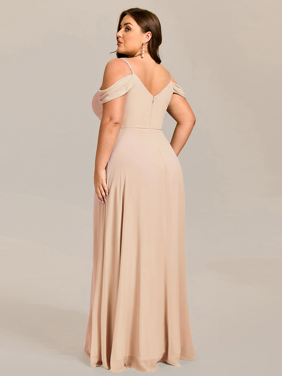 LIANNE|Spaghetti Strap V-Neck Pleated A-Line Bridesmaid Dress