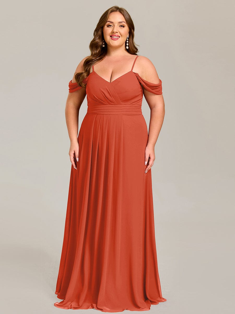 LIANNE|Spaghetti Strap V-Neck Pleated A-Line Bridesmaid Dress