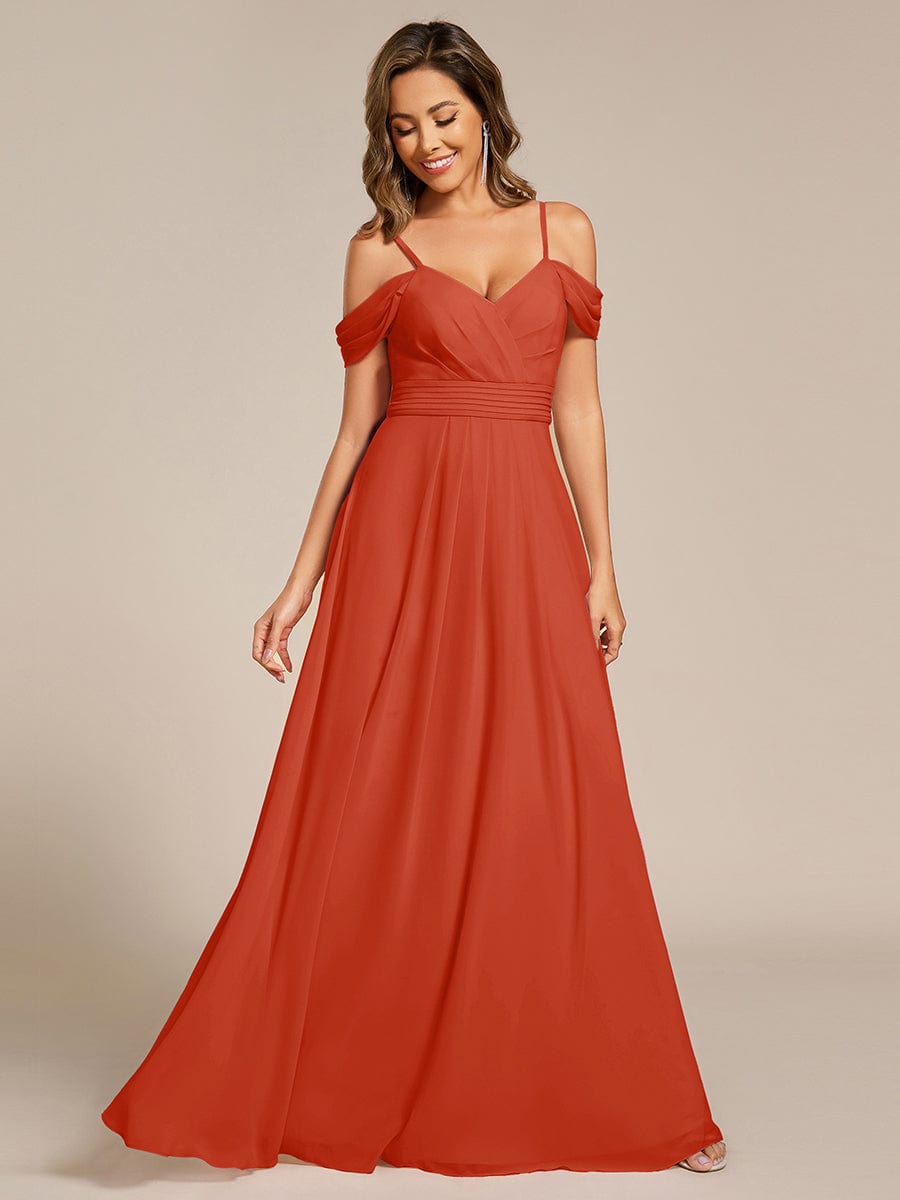 LIANNE|Spaghetti Strap V-Neck Pleated A-Line Bridesmaid Dress